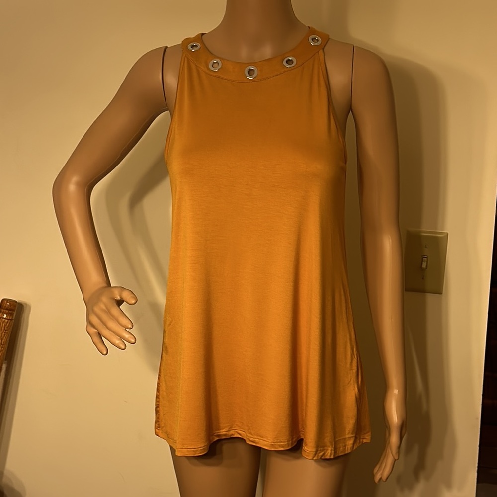 Cable & Gauge - Carnival Yellow, high neck, A-line, sleeveless tank top